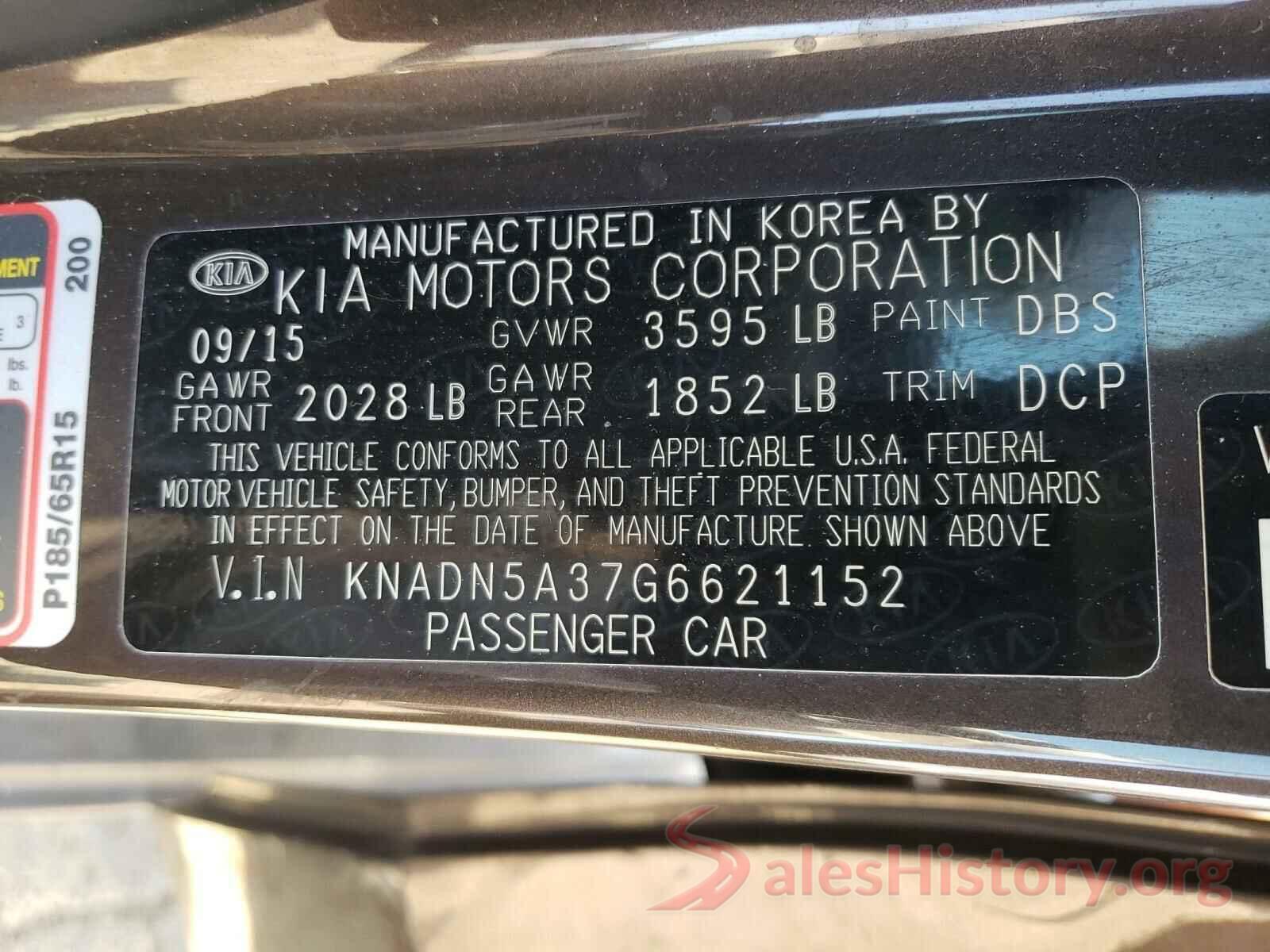 KNADN5A37G6621152 2016 KIA RIO