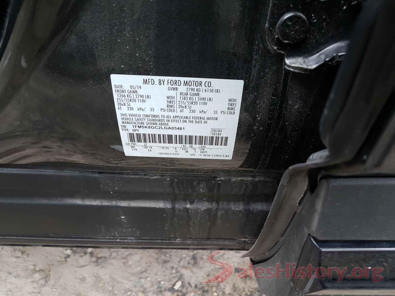 1FM5K8GC2LGA05481 2020 FORD EXPLORER