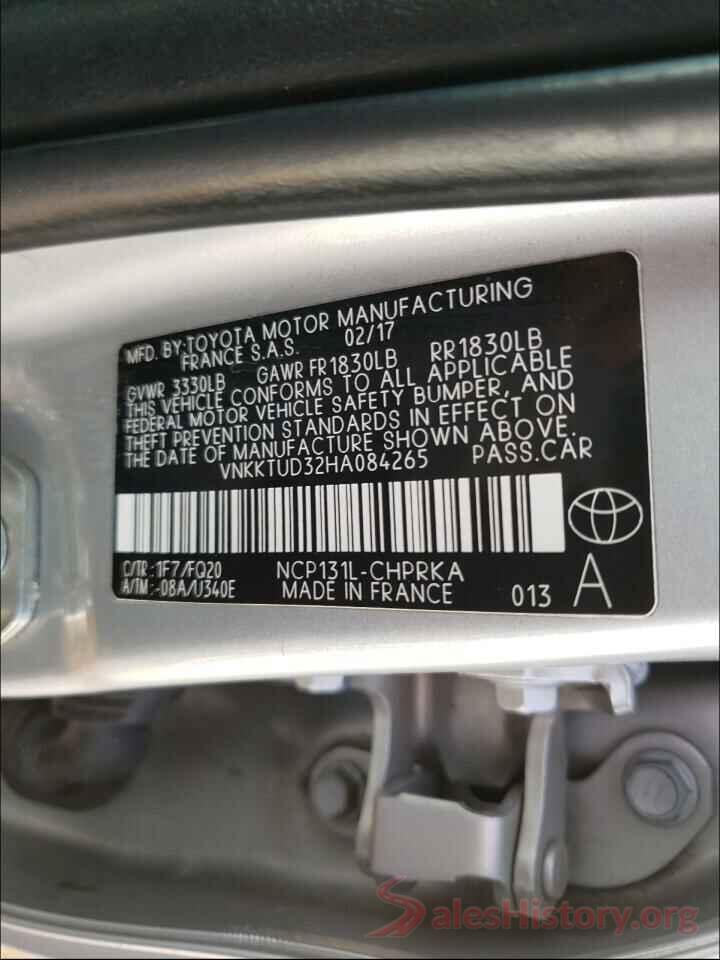 VNKKTUD32HA084265 2017 TOYOTA YARIS