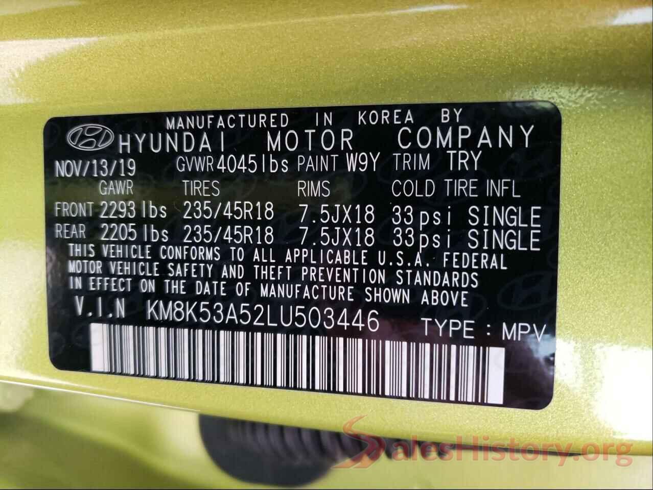 KM8K53A52LU503446 2020 HYUNDAI KONA