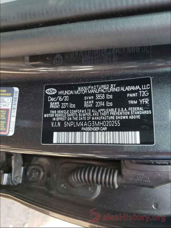 5NPLM4AG3MH020255 2021 HYUNDAI ELANTRA