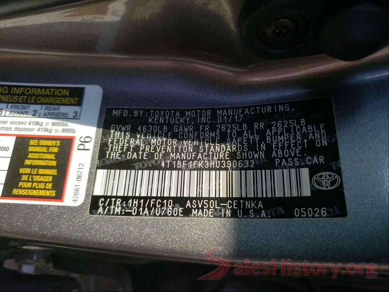 4T1BF1FK3HU390632 2017 TOYOTA CAMRY