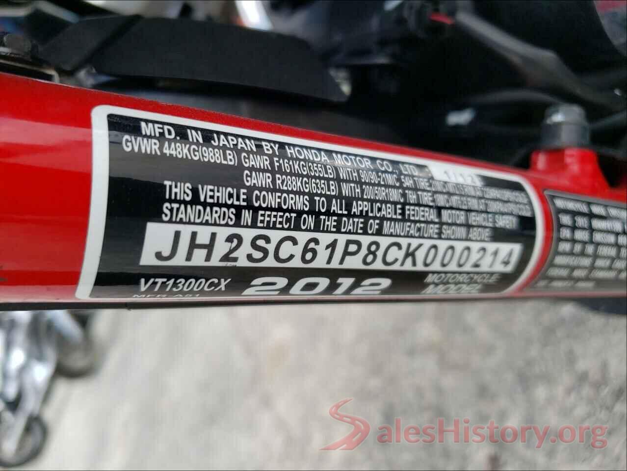 JH2SC61P8CK000214 2012 HONDA VT CYCLE