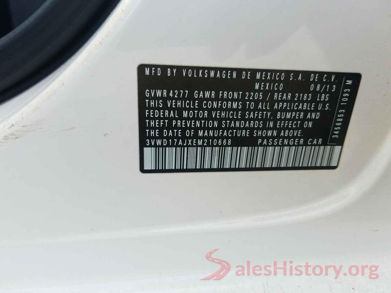 3VWD17AJXEM210668 2014 VOLKSWAGEN JETTA