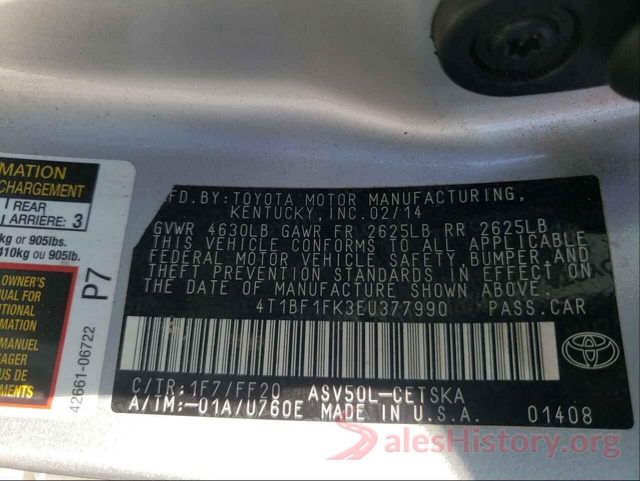 4T1BF1FK3EU377990 2014 TOYOTA CAMRY