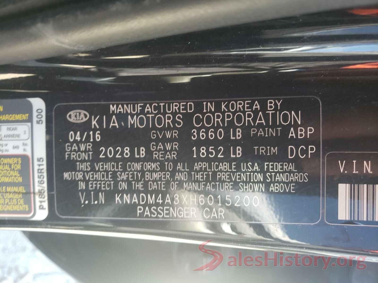 KNADM4A3XH6015200 2017 KIA RIO