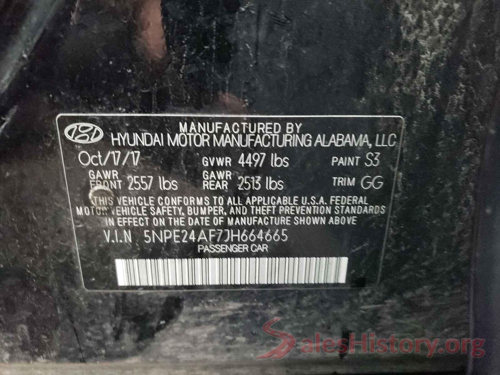 5NPE24AF7JH664665 2018 HYUNDAI SONATA