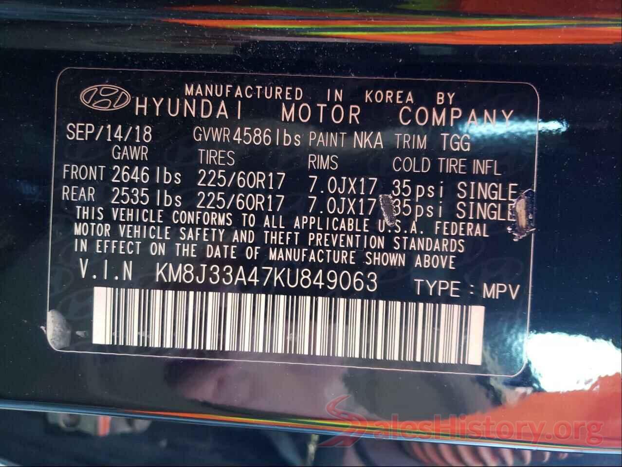 KM8J33A47KU849063 2019 HYUNDAI TUCSON