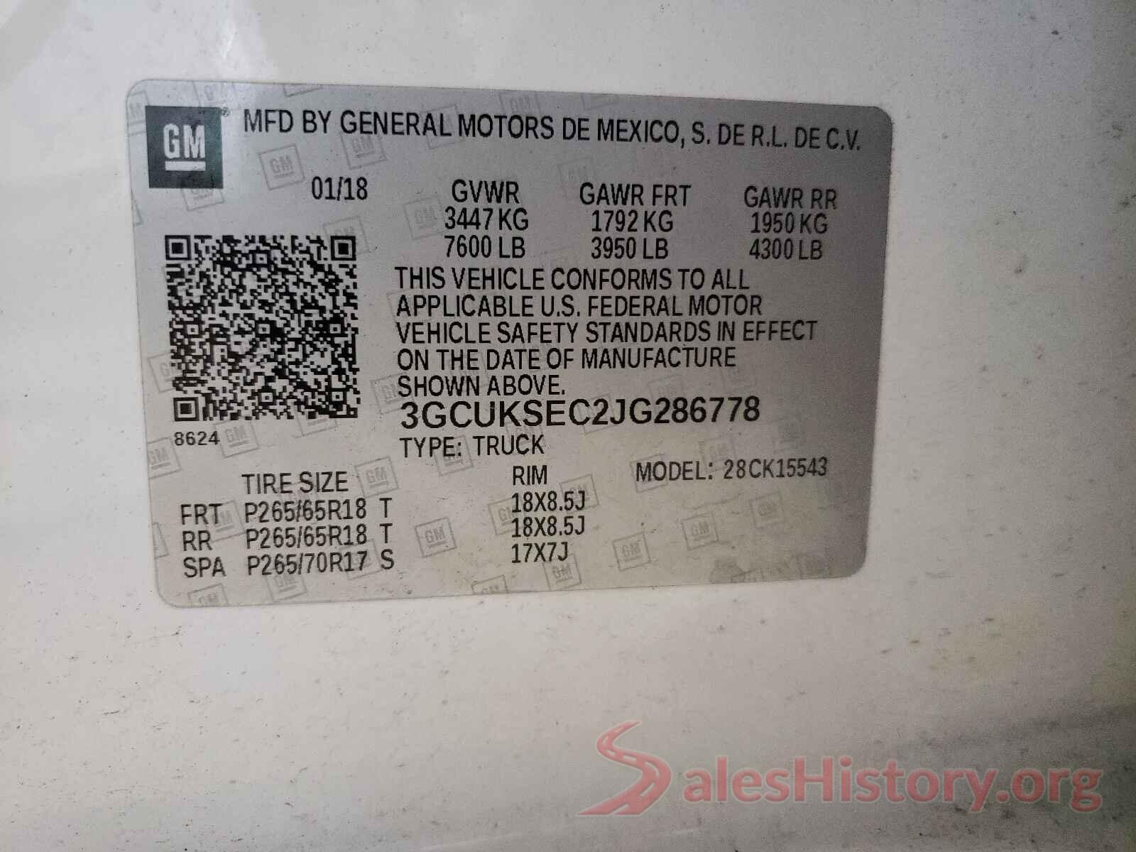 3GCUKSEC2JG286778 2018 CHEVROLET SILVERADO