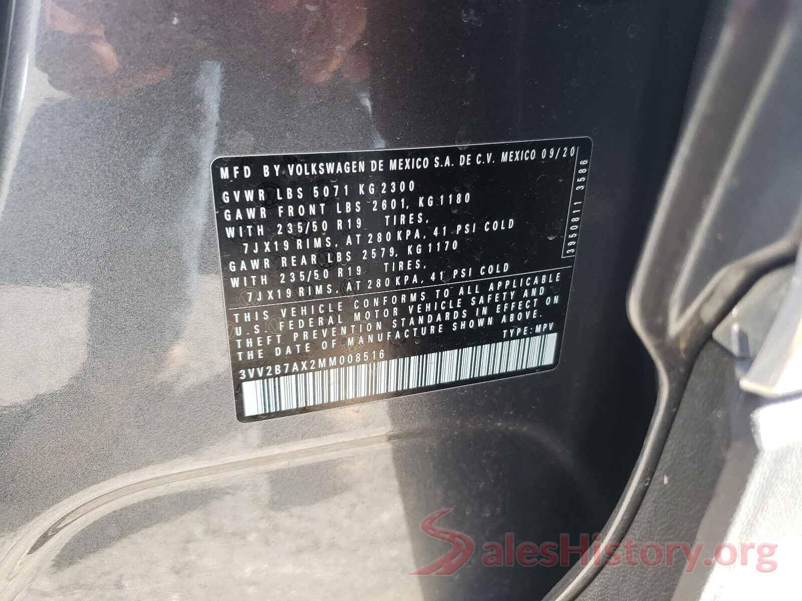 3VV2B7AX2MM008516 2021 VOLKSWAGEN TIGUAN