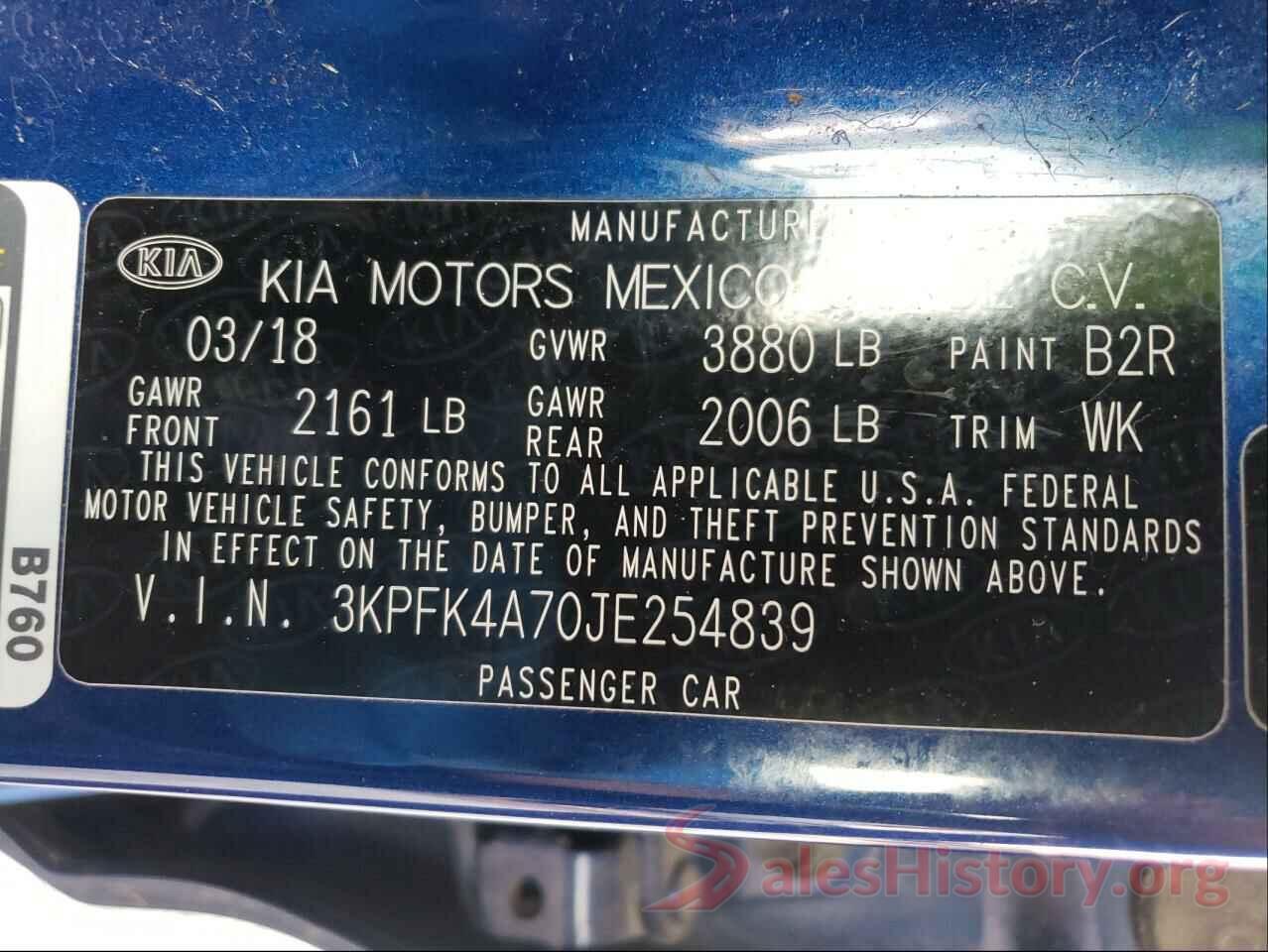 3KPFK4A70JE254839 2018 KIA FORTE