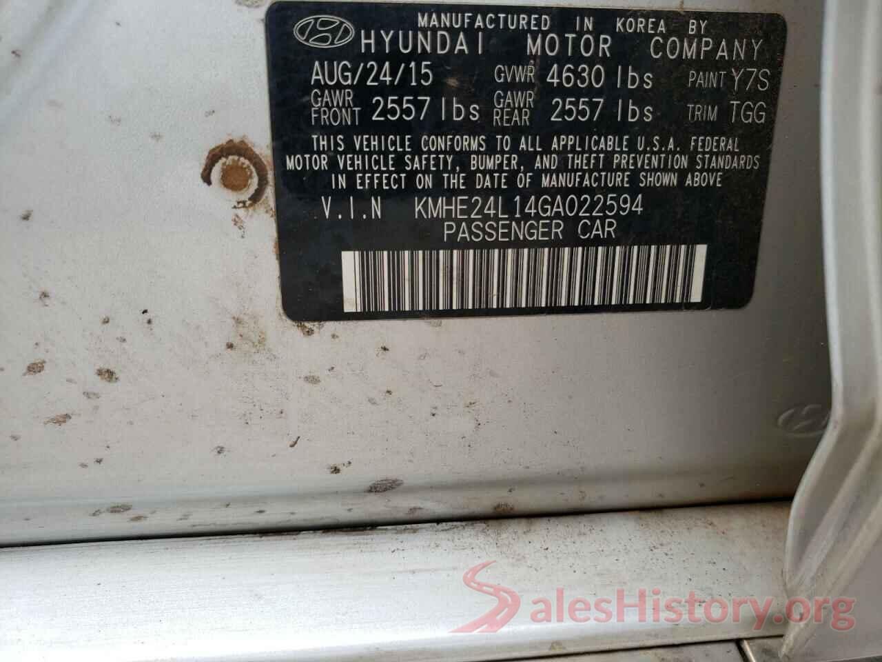 KMHE24L14GA022594 2016 HYUNDAI SONATA