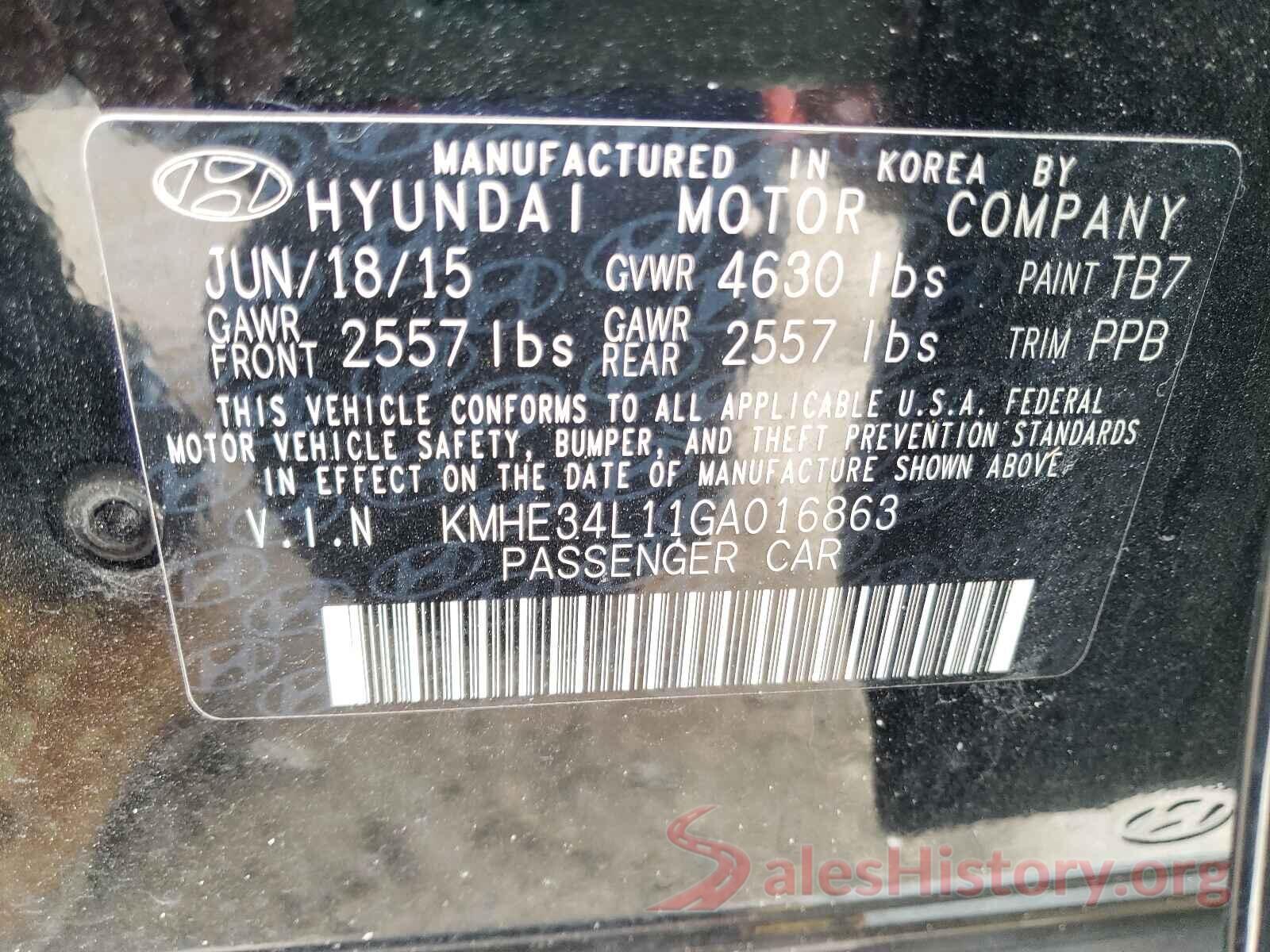 KMHE34L11GA016863 2016 HYUNDAI SONATA