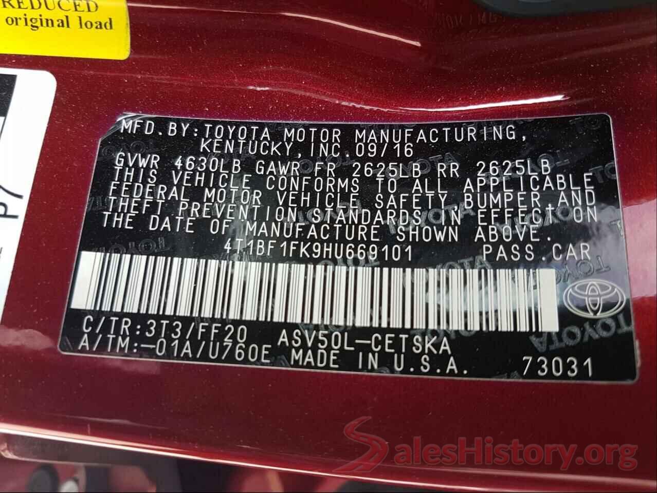 4T1BF1FK9HU669101 2017 TOYOTA CAMRY