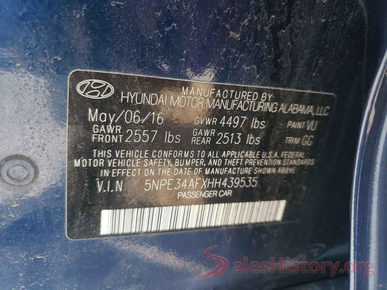 5NPE34AFXHH439535 2017 HYUNDAI SONATA