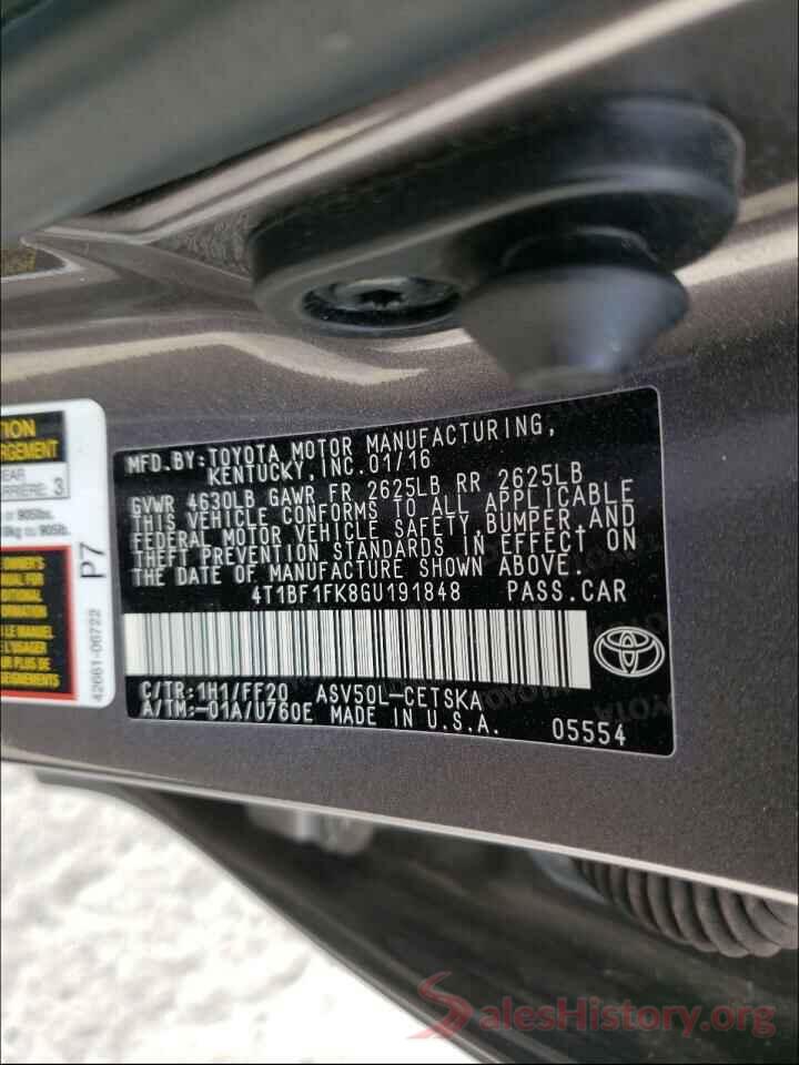 4T1BF1FK8GU191848 2016 TOYOTA CAMRY