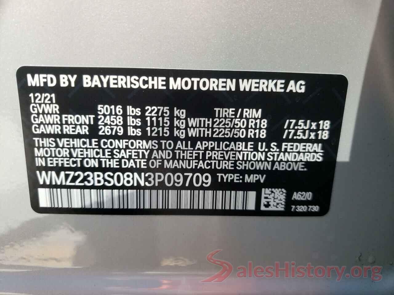 WMZ23BS08N3P09709 2022 MINI COOPER