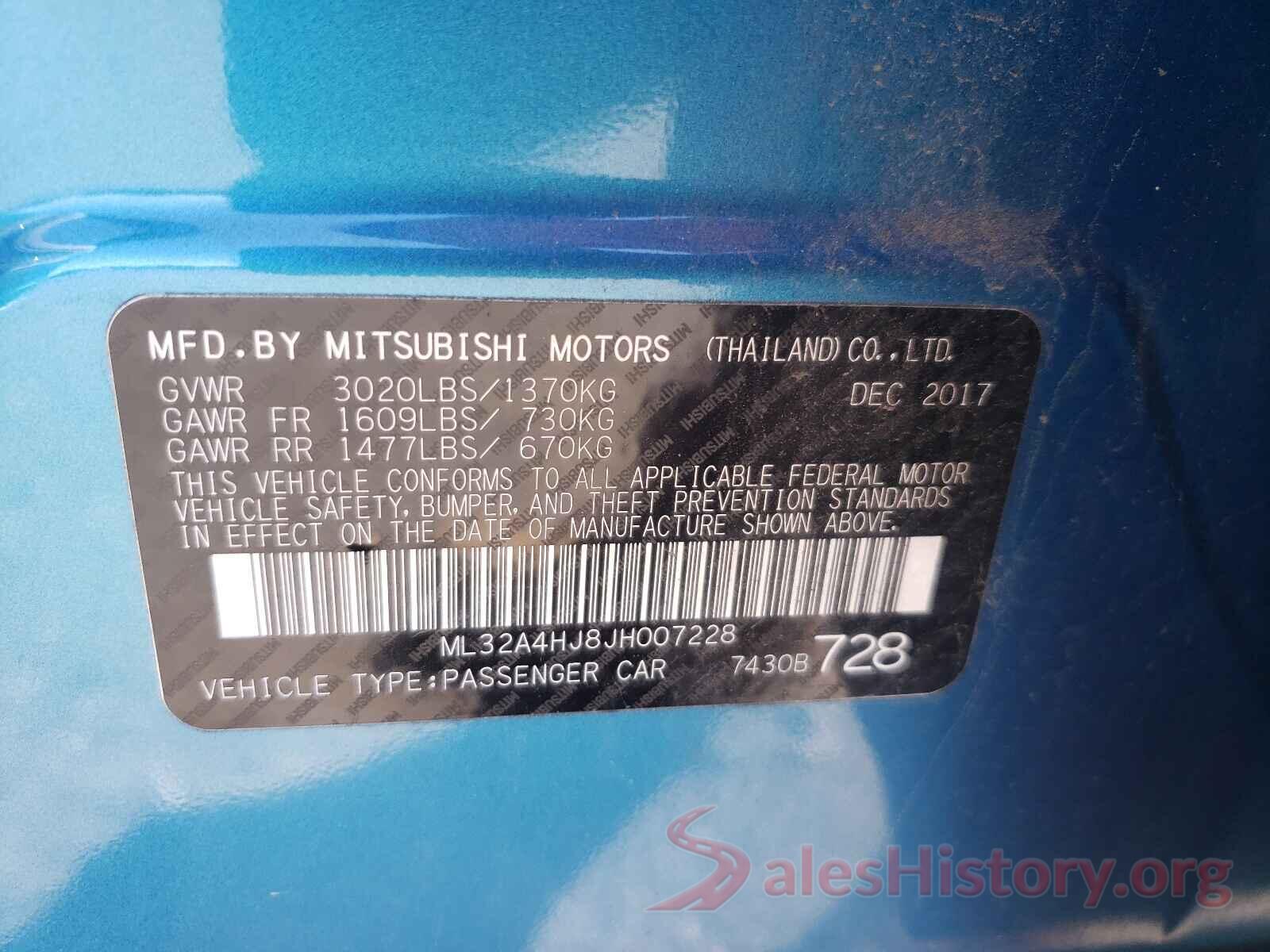 ML32A4HJ8JH007228 2018 MITSUBISHI MIRAGE