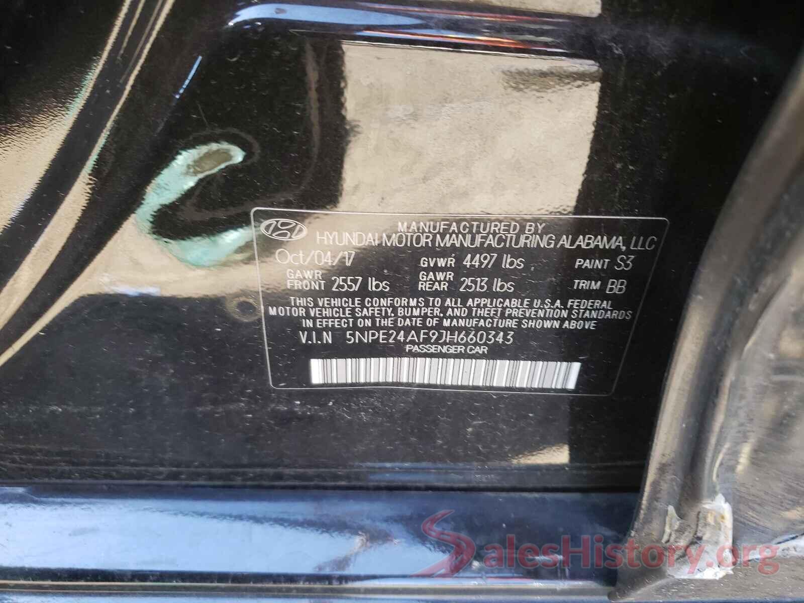 5NPE24AF9JH660343 2018 HYUNDAI SONATA