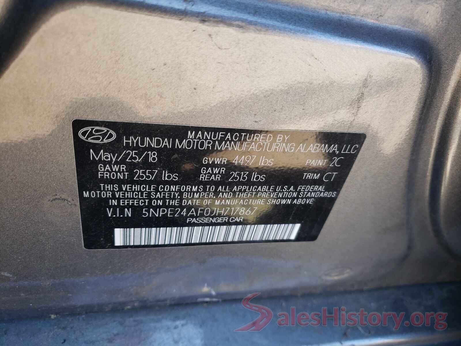 5NPE24AF0JH717867 2018 HYUNDAI SONATA