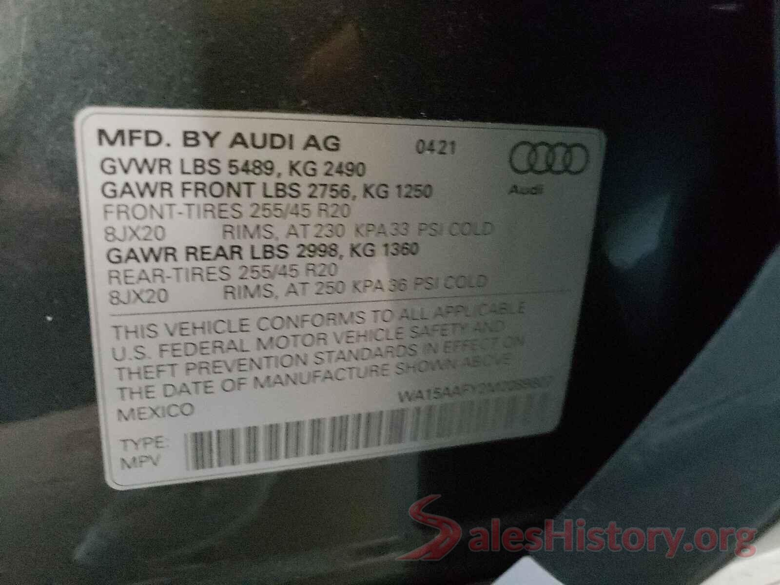 WA15AAFY2M2089807 2021 AUDI Q5