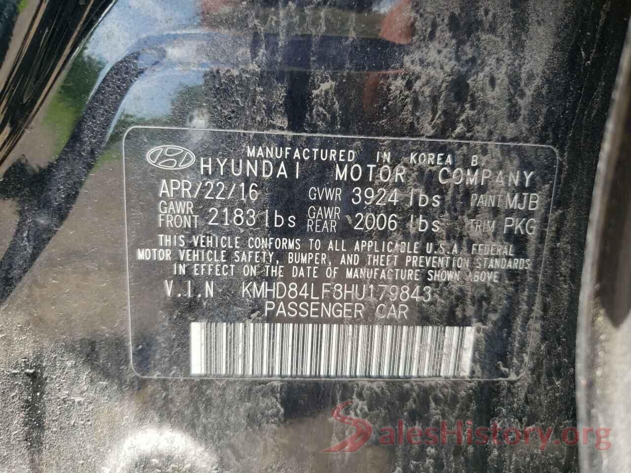 KMHD84LF8HU179843 2017 HYUNDAI ELANTRA