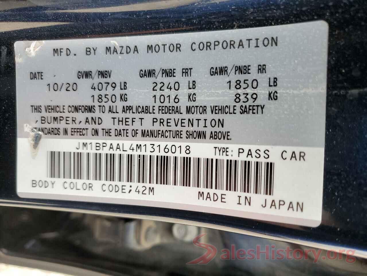 JM1BPAAL4M1316018 2021 MAZDA 3