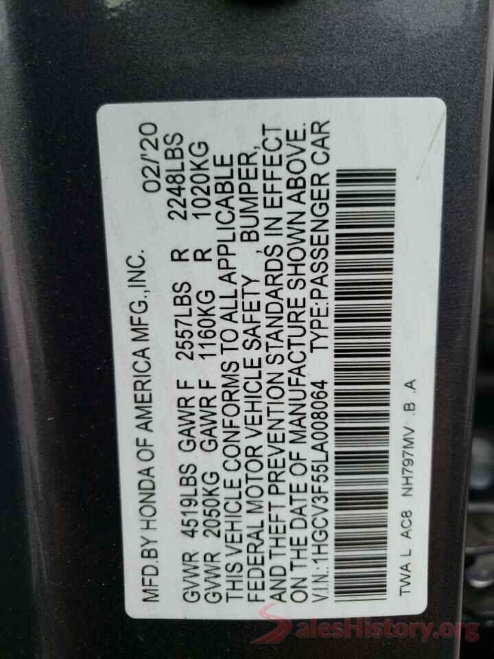 1HGCV3F55LA008064 2020 HONDA ACCORD