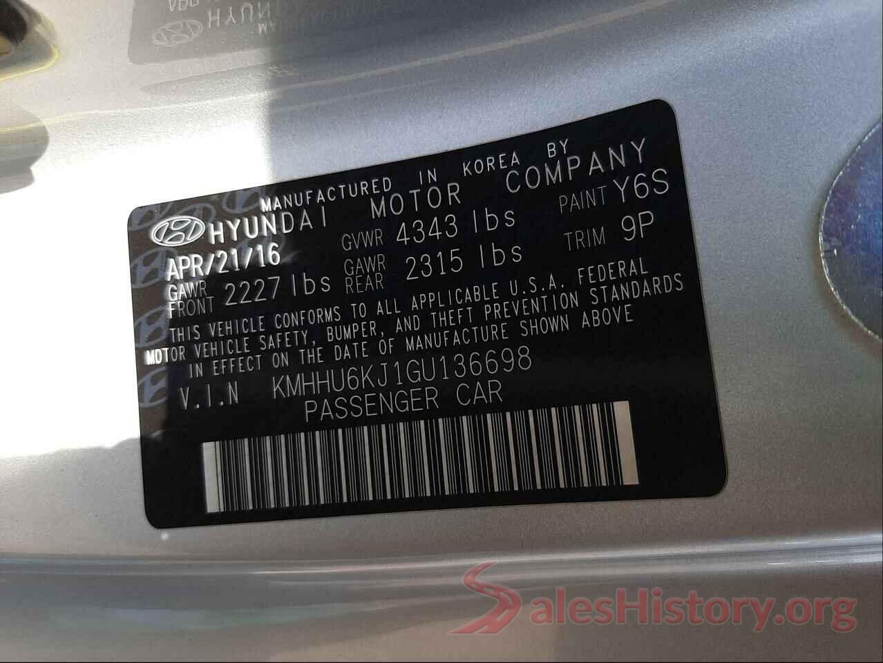 KMHHU6KJ1GU136698 2016 HYUNDAI GENESIS