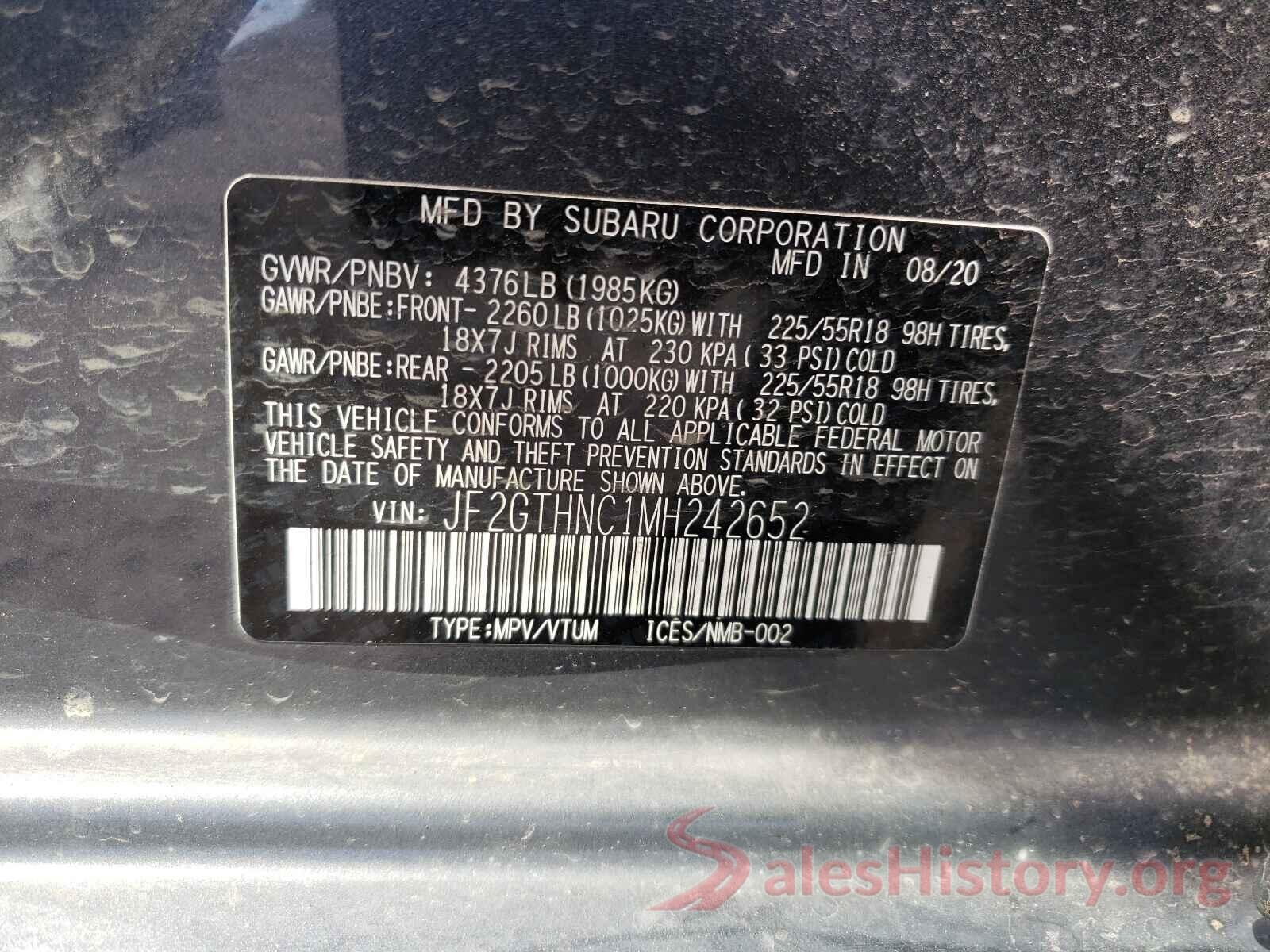 JF2GTHNC1MH242652 2021 SUBARU CROSSTREK