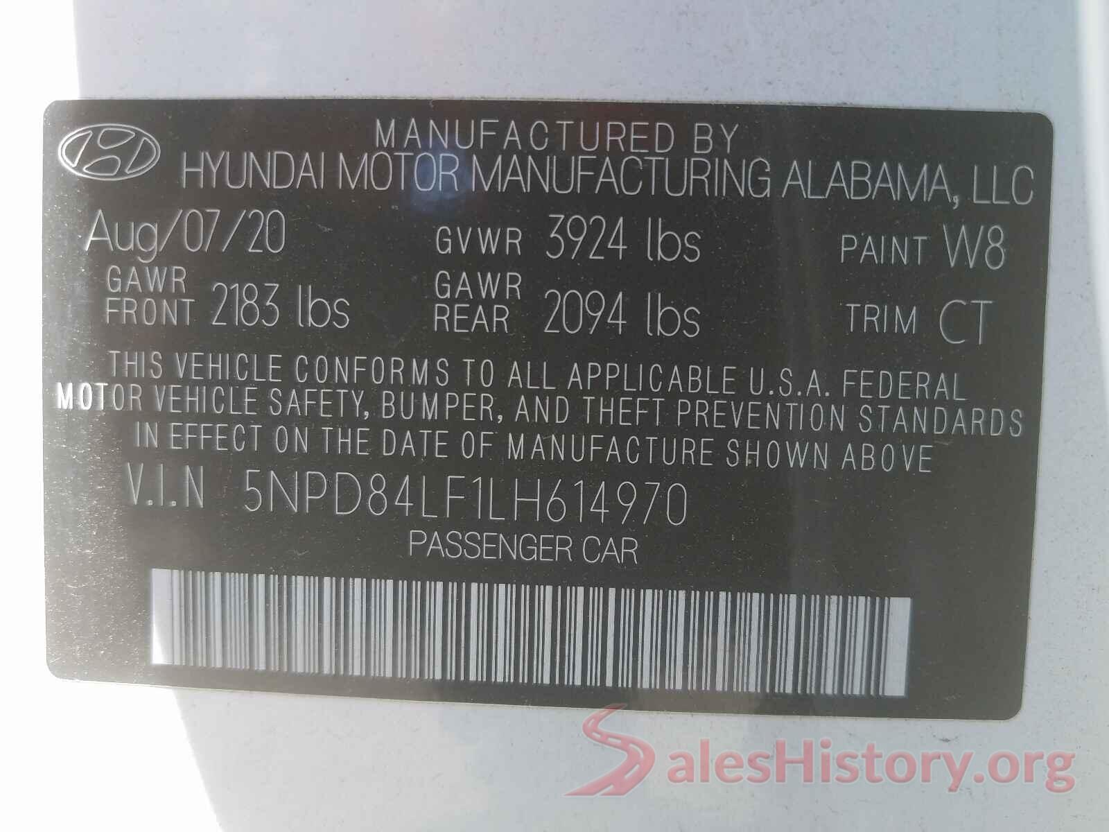 5NPD84LF1LH614970 2020 HYUNDAI ELANTRA