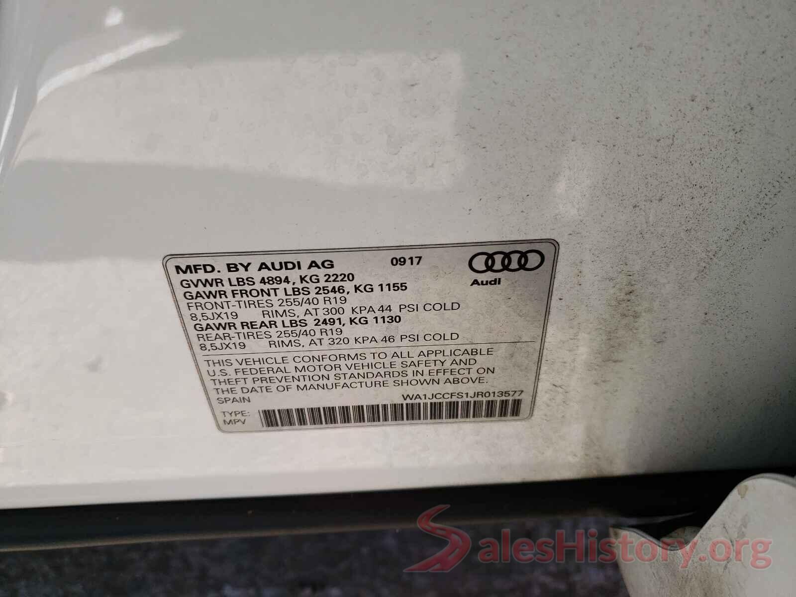 WA1JCCFS1JR013577 2018 AUDI Q3