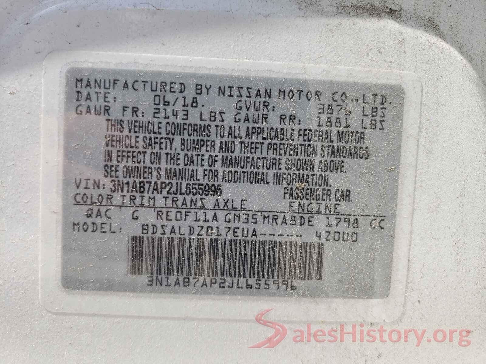 3N1AB7AP2JL655996 2018 NISSAN SENTRA