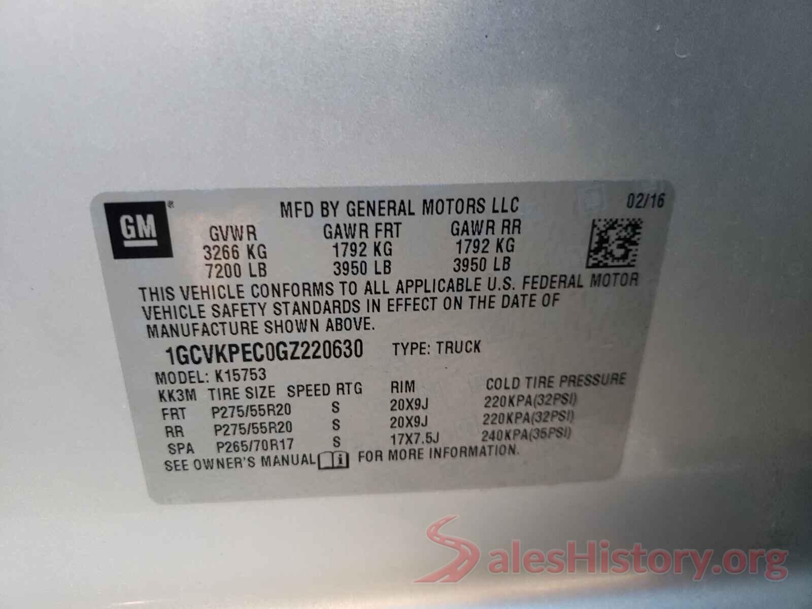 1GCVKPEC0GZ220630 2016 CHEVROLET SILVERADO