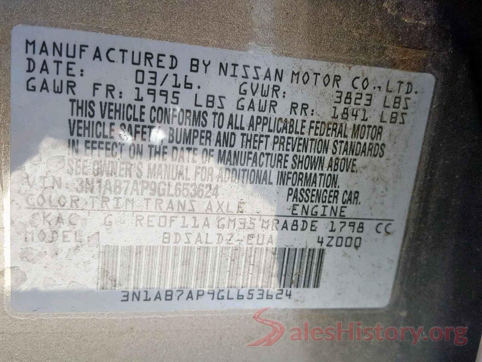 3N1AB7AP9GL653624 2016 NISSAN SENTRA