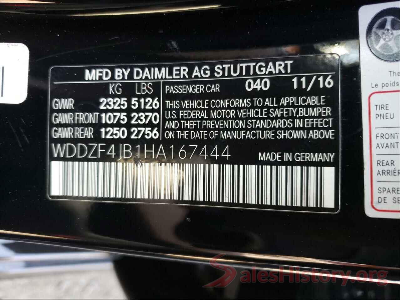 WDDZF4JB1HA167444 2017 MERCEDES-BENZ E-CLASS