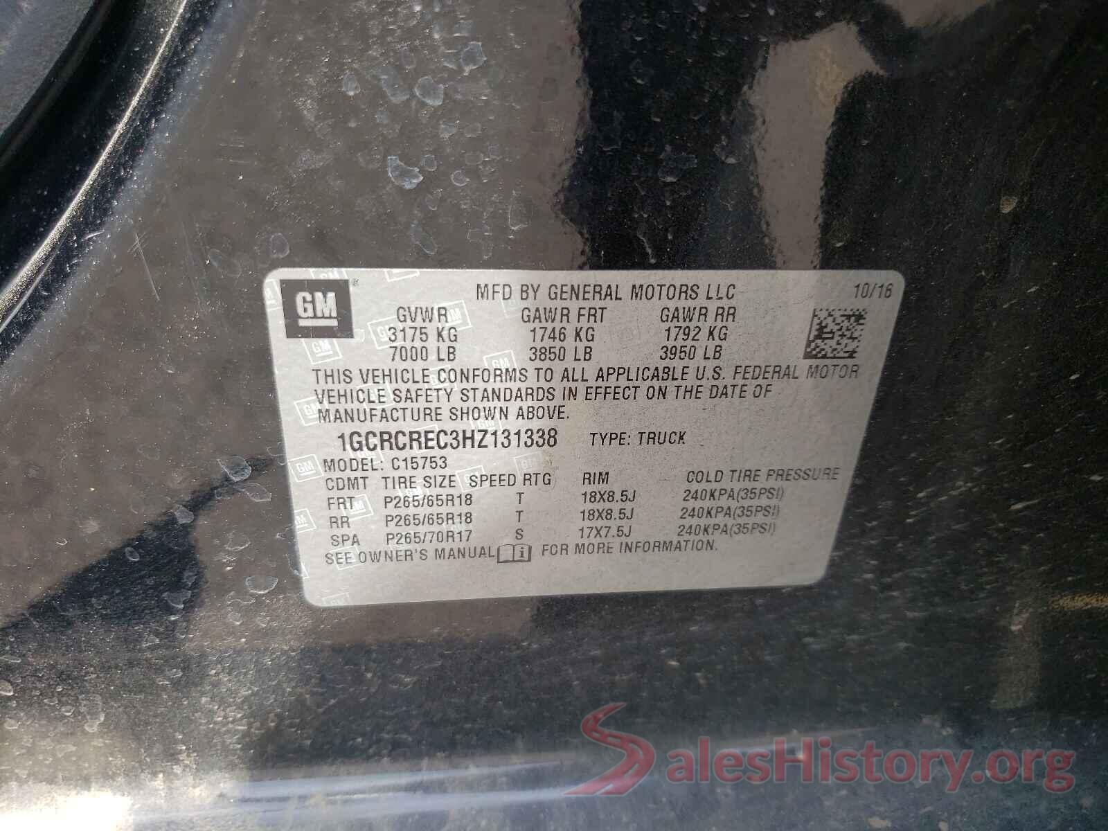 1GCRCREC3HZ131338 2017 CHEVROLET SILVERADO