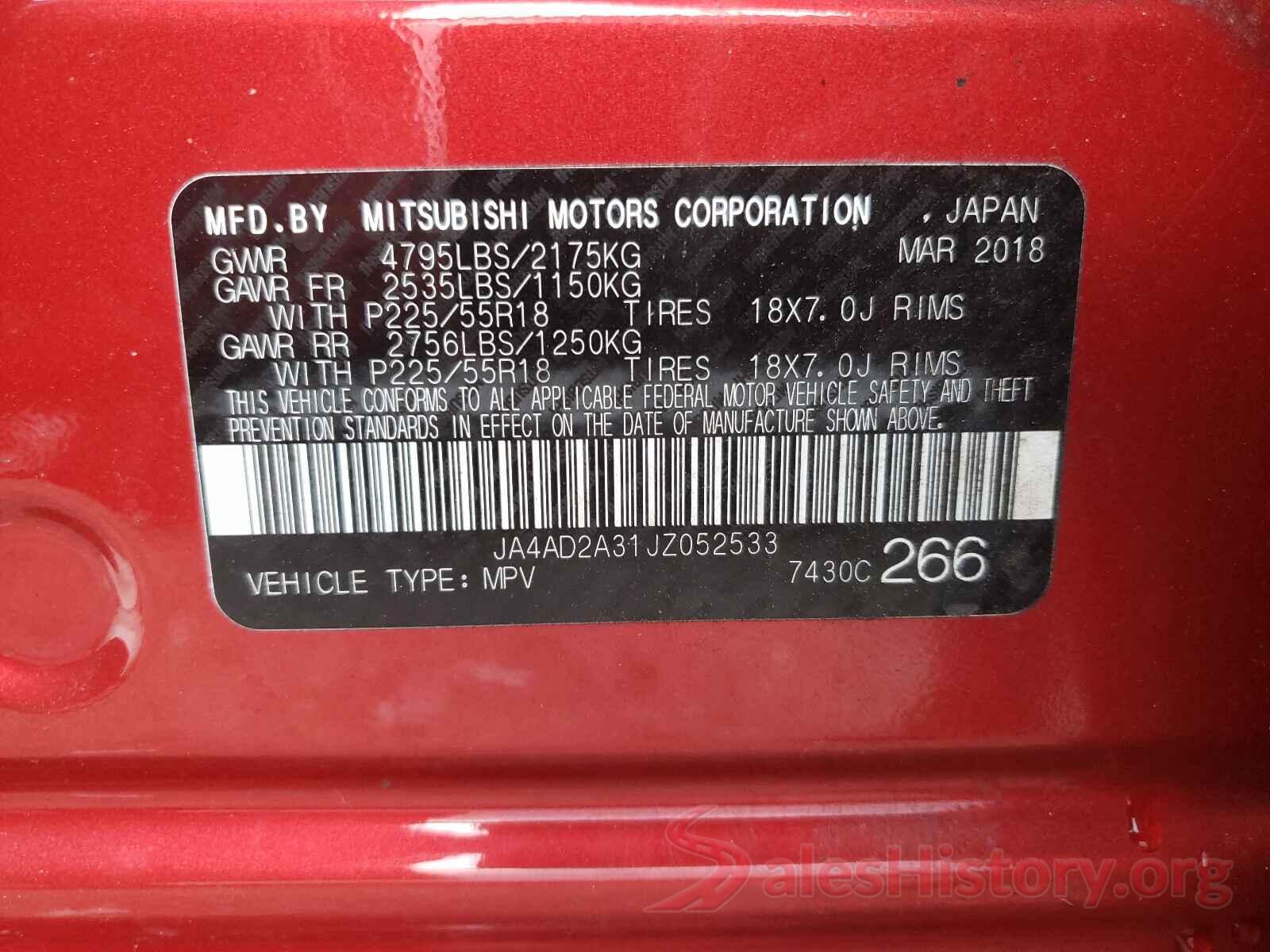 JA4AD2A31JZ052533 2018 MITSUBISHI OUTLANDER