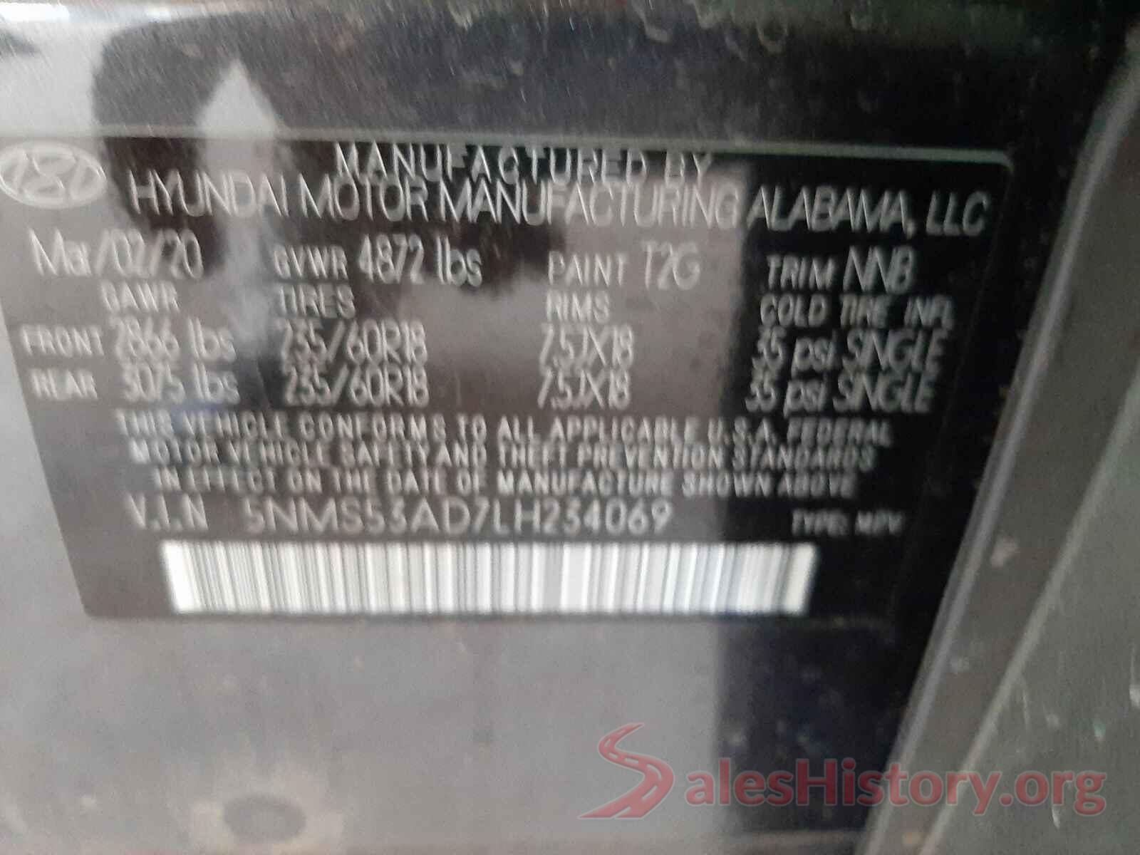 5NMS53AD7LH234069 2020 HYUNDAI SANTA FE