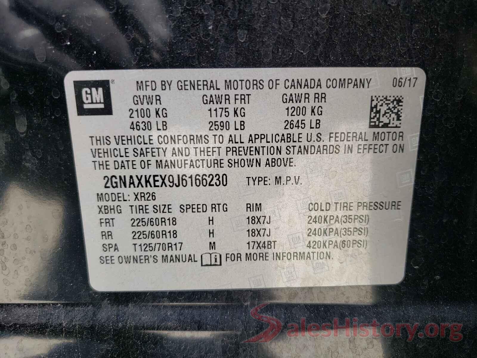 2GNAXKEX9J6166230 2018 CHEVROLET EQUINOX