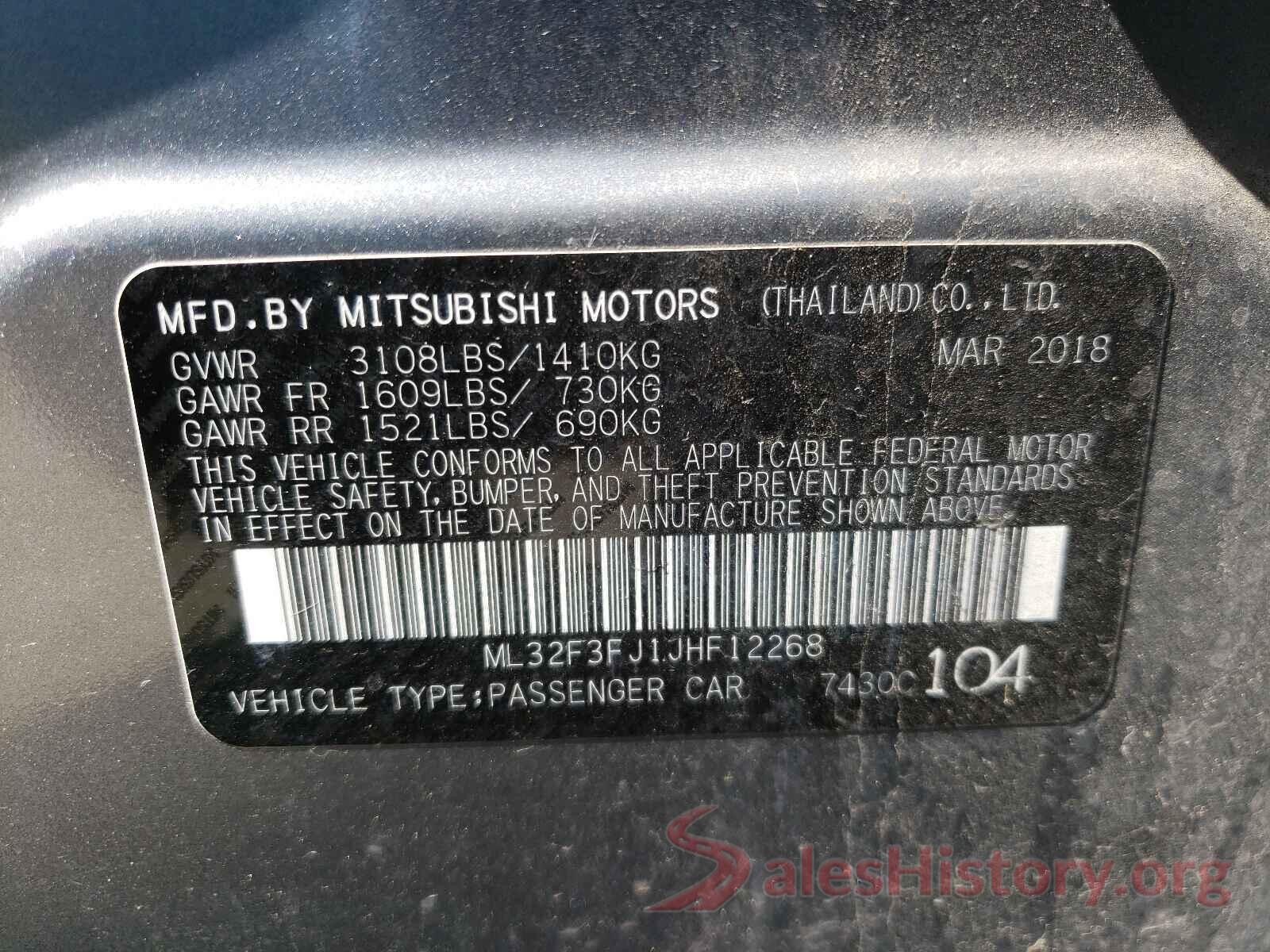 ML32F3FJ1JHF12268 2018 MITSUBISHI MIRAGE