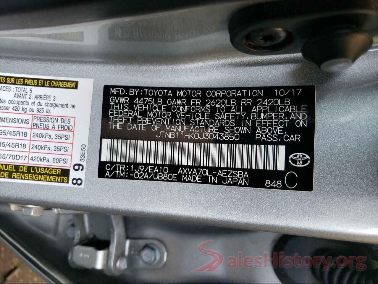 JTNB11HK0J3043850 2018 TOYOTA CAMRY