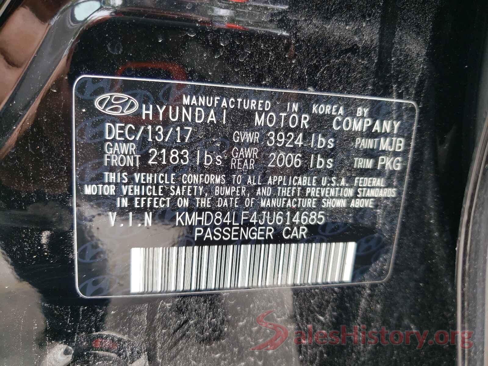 KMHD84LF4JU614685 2018 HYUNDAI ELANTRA