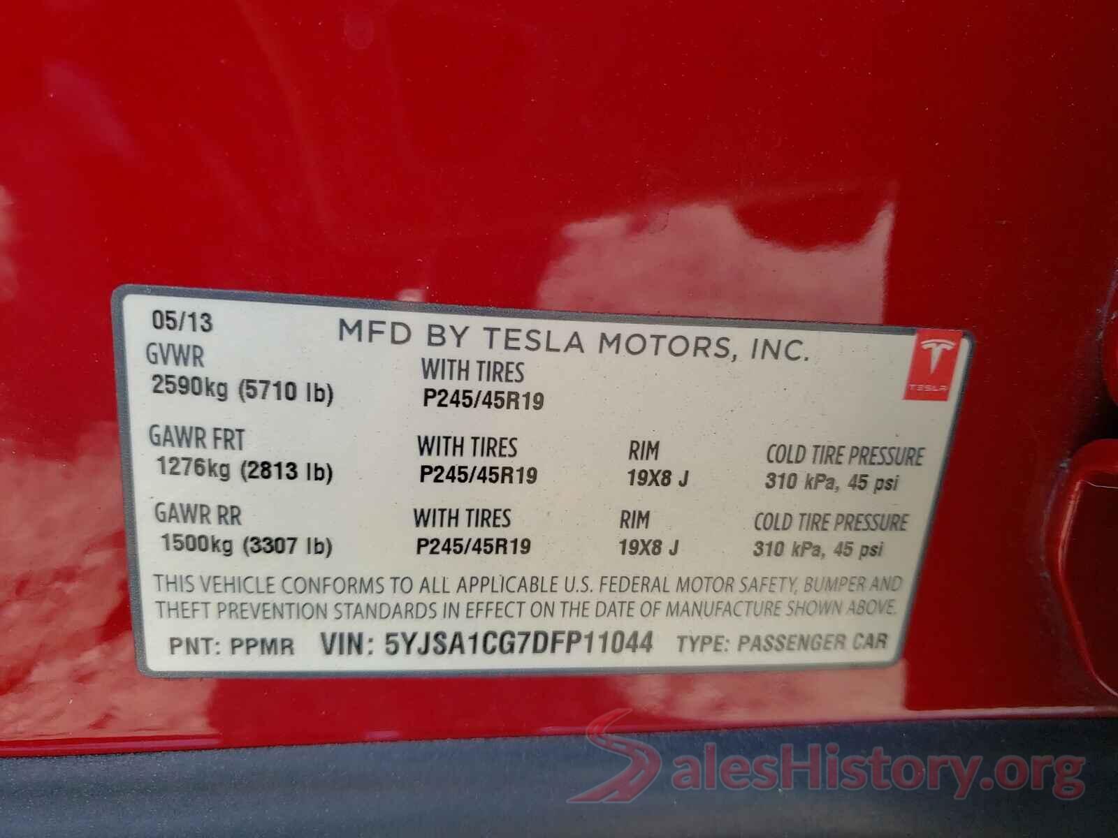 5YJSA1CG7DFP11044 2013 TESLA MODEL S