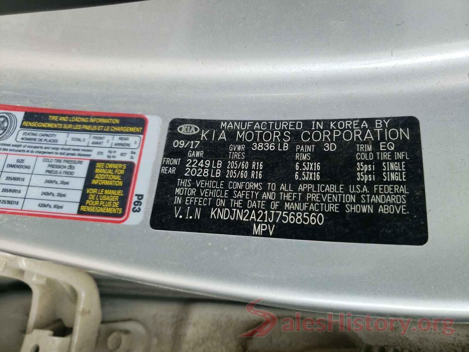 KNDJN2A21J7568560 2018 KIA SOUL