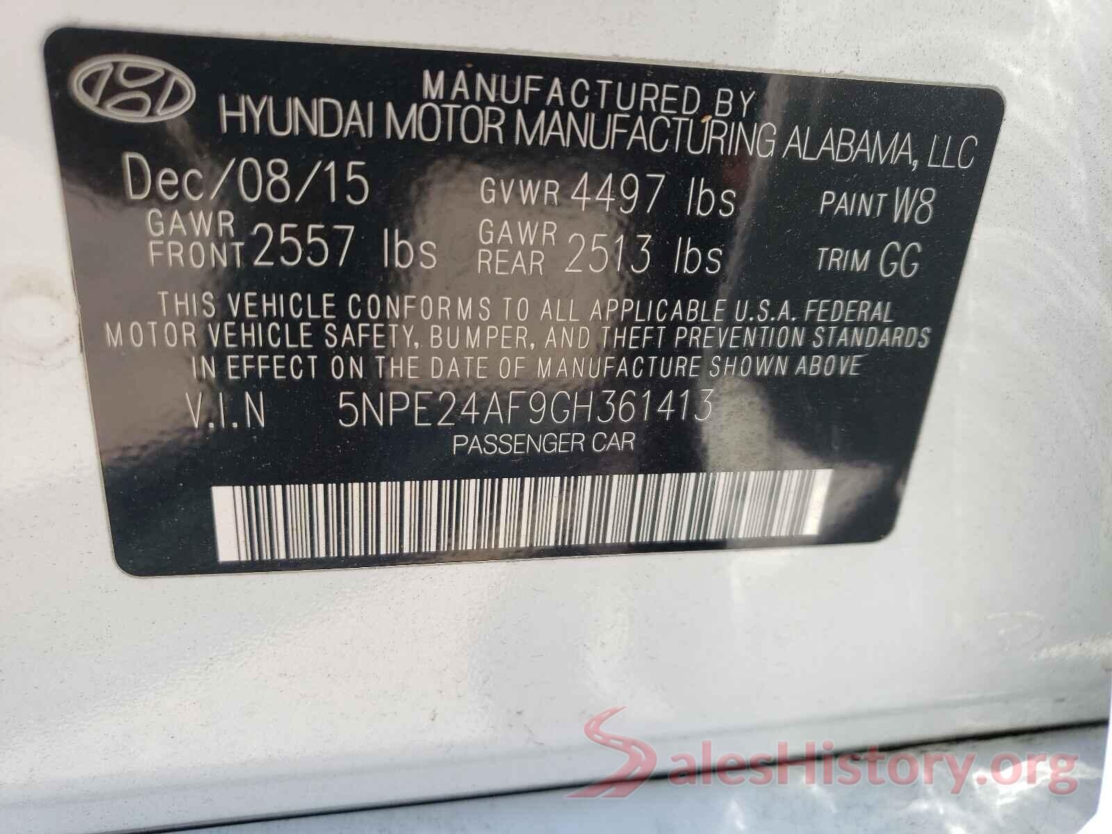 5NPE24AF9GH361413 2016 HYUNDAI SONATA