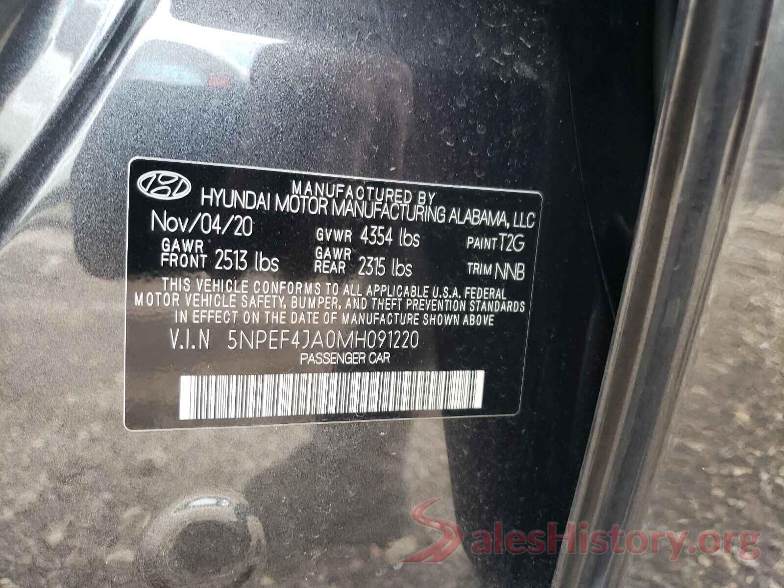 5NPEF4JA0MH091220 2021 HYUNDAI SONATA