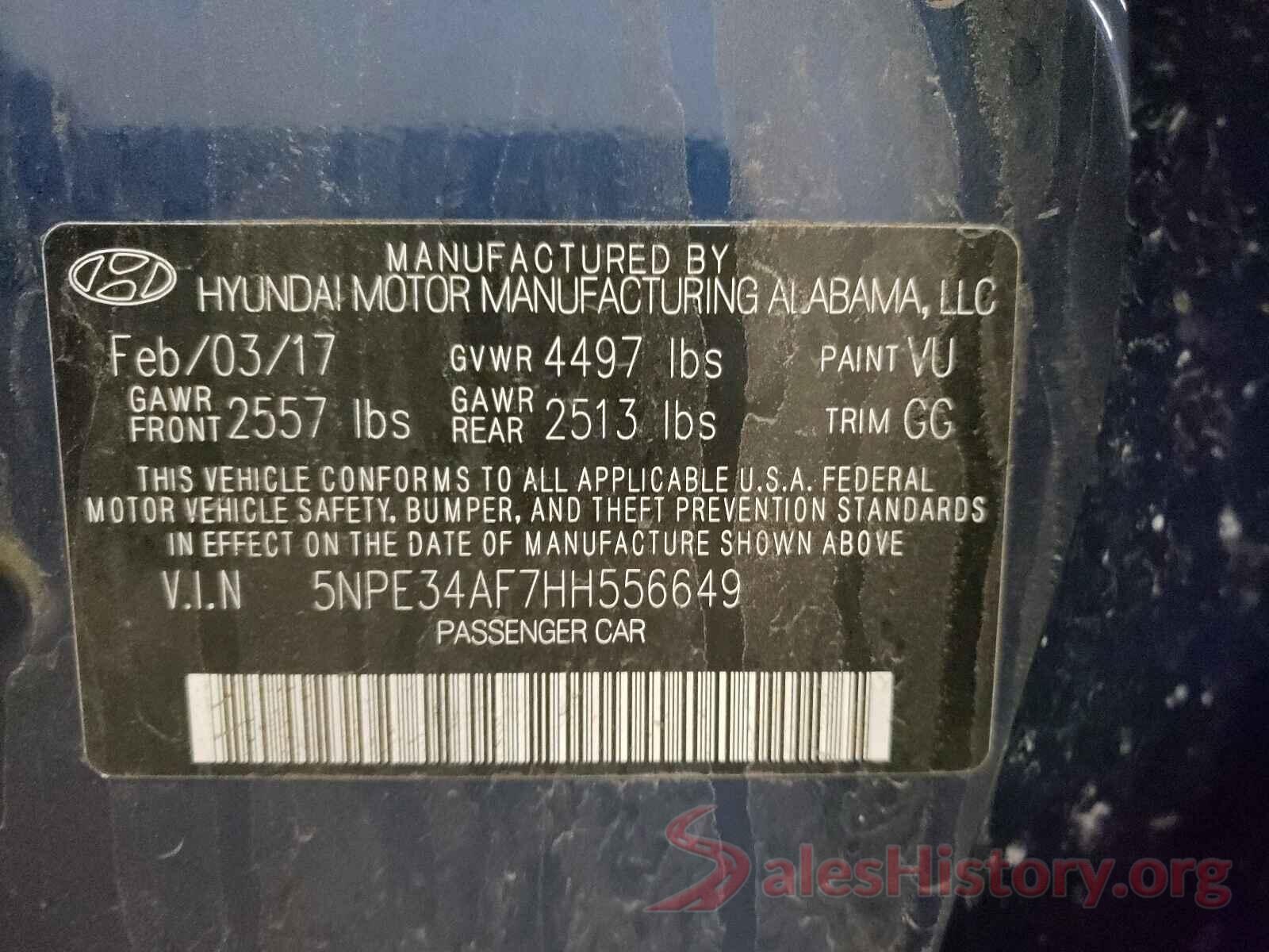 5NPE34AF7HH556649 2017 HYUNDAI SONATA