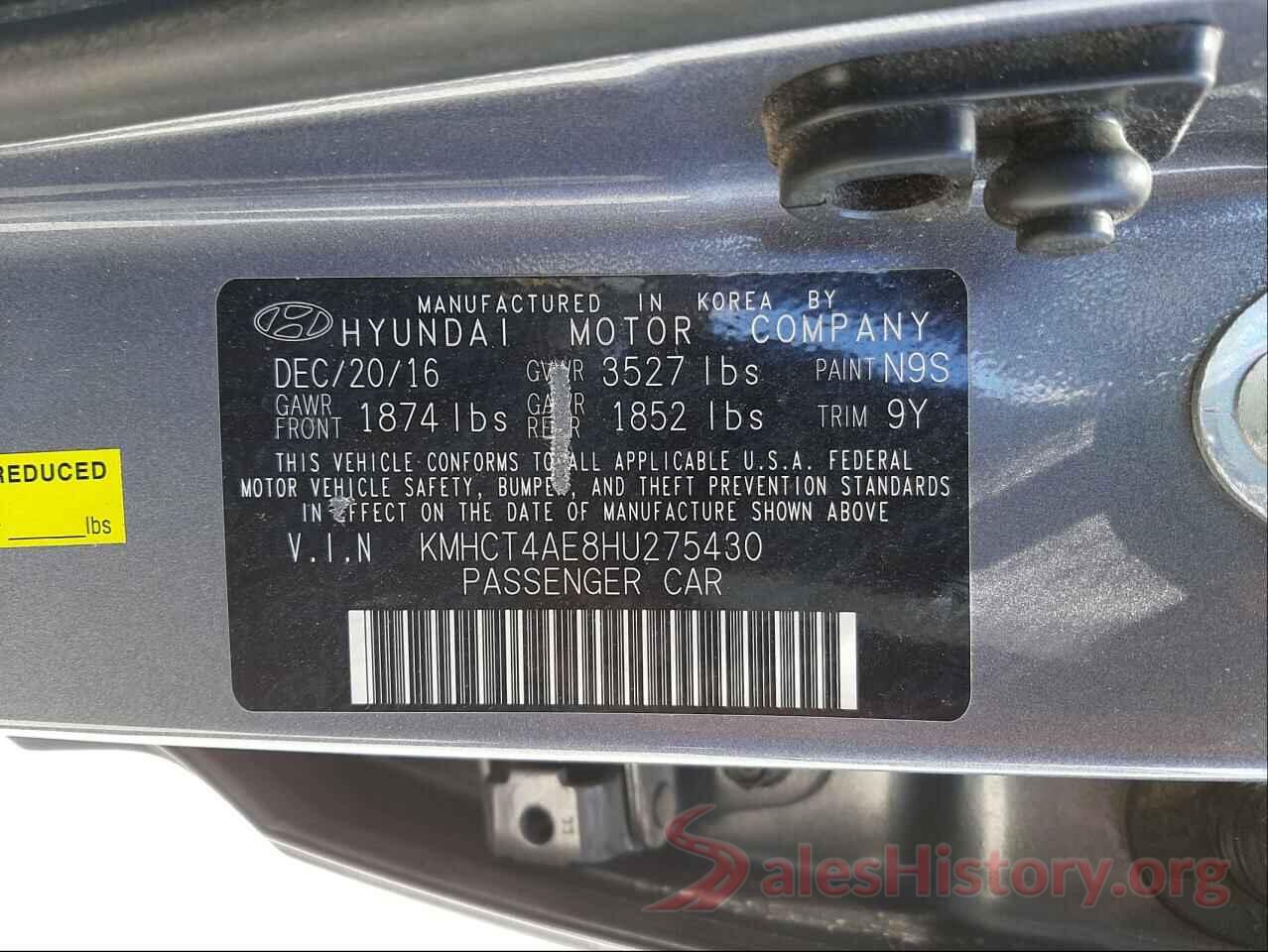 KMHCT4AE8HU275430 2017 HYUNDAI ACCENT