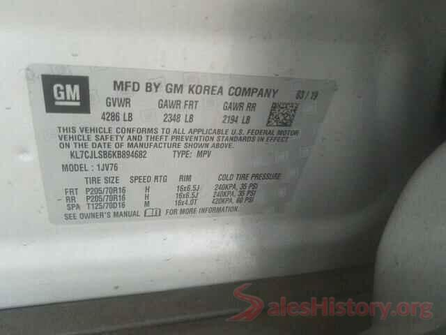 KL7CJLSB6KB894682 2019 CHEVROLET TRAX